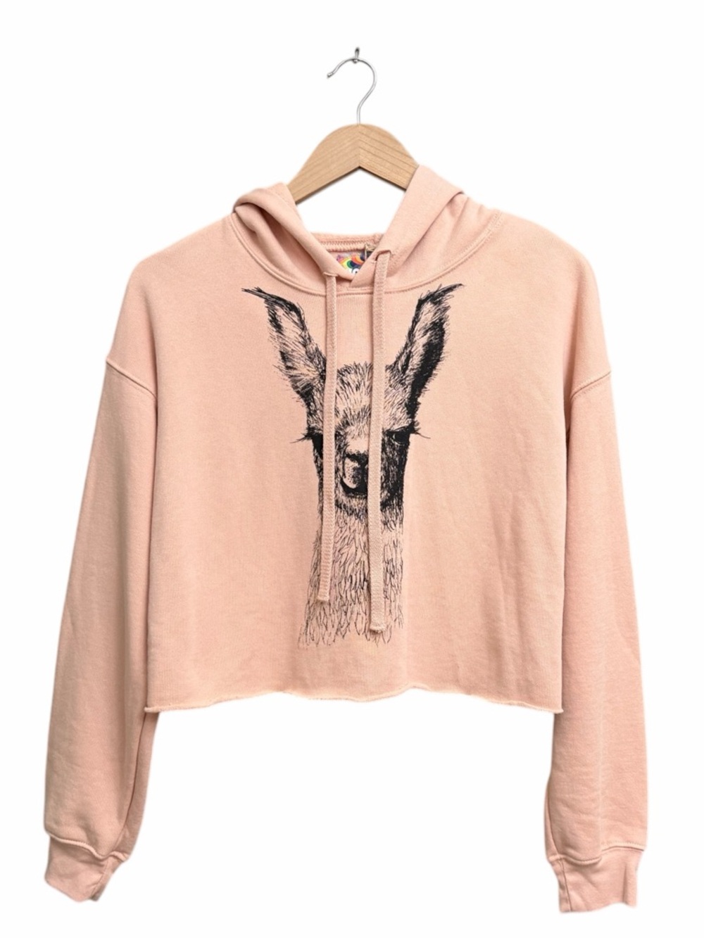 Supermaggie Llama Mandy Crop Hoodie in Apricot